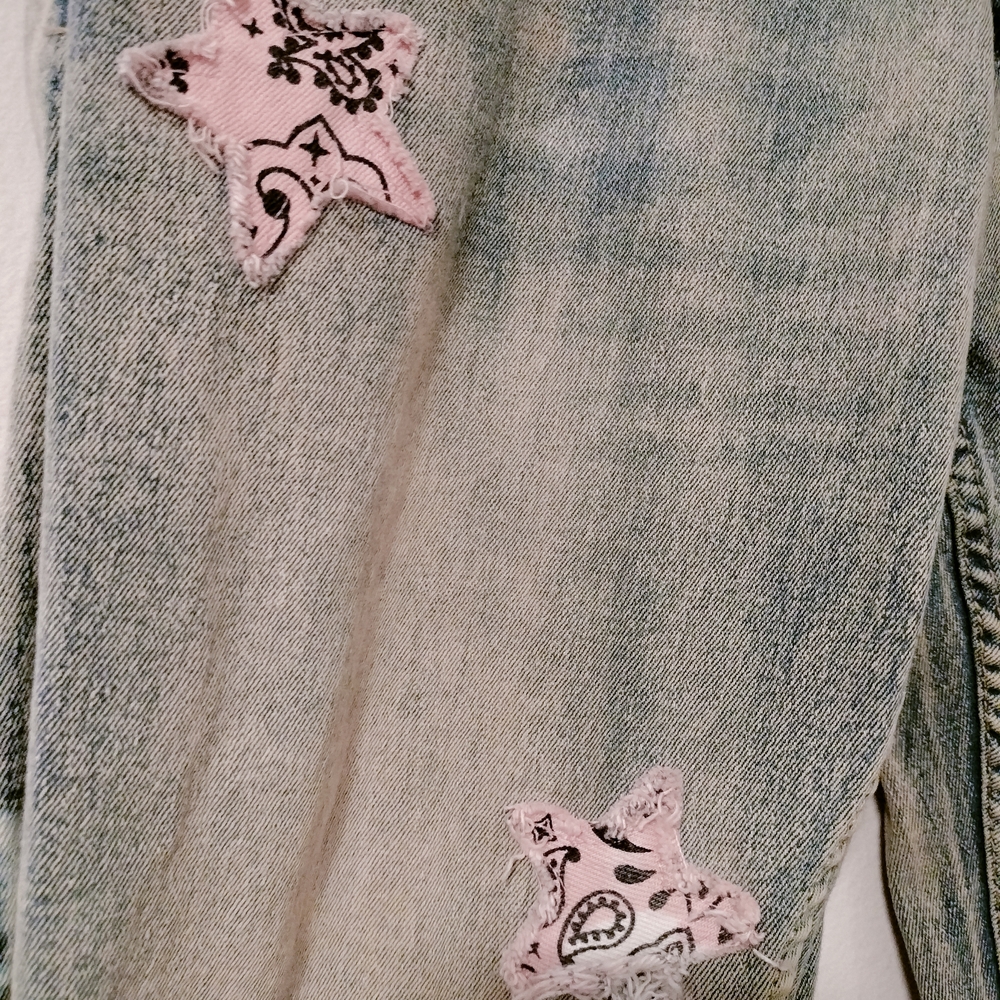 AHP Another Hype Piece Men's Jeans 34 x 32 Distressed 80s Stars Slim A15 - Picture 5 of 9